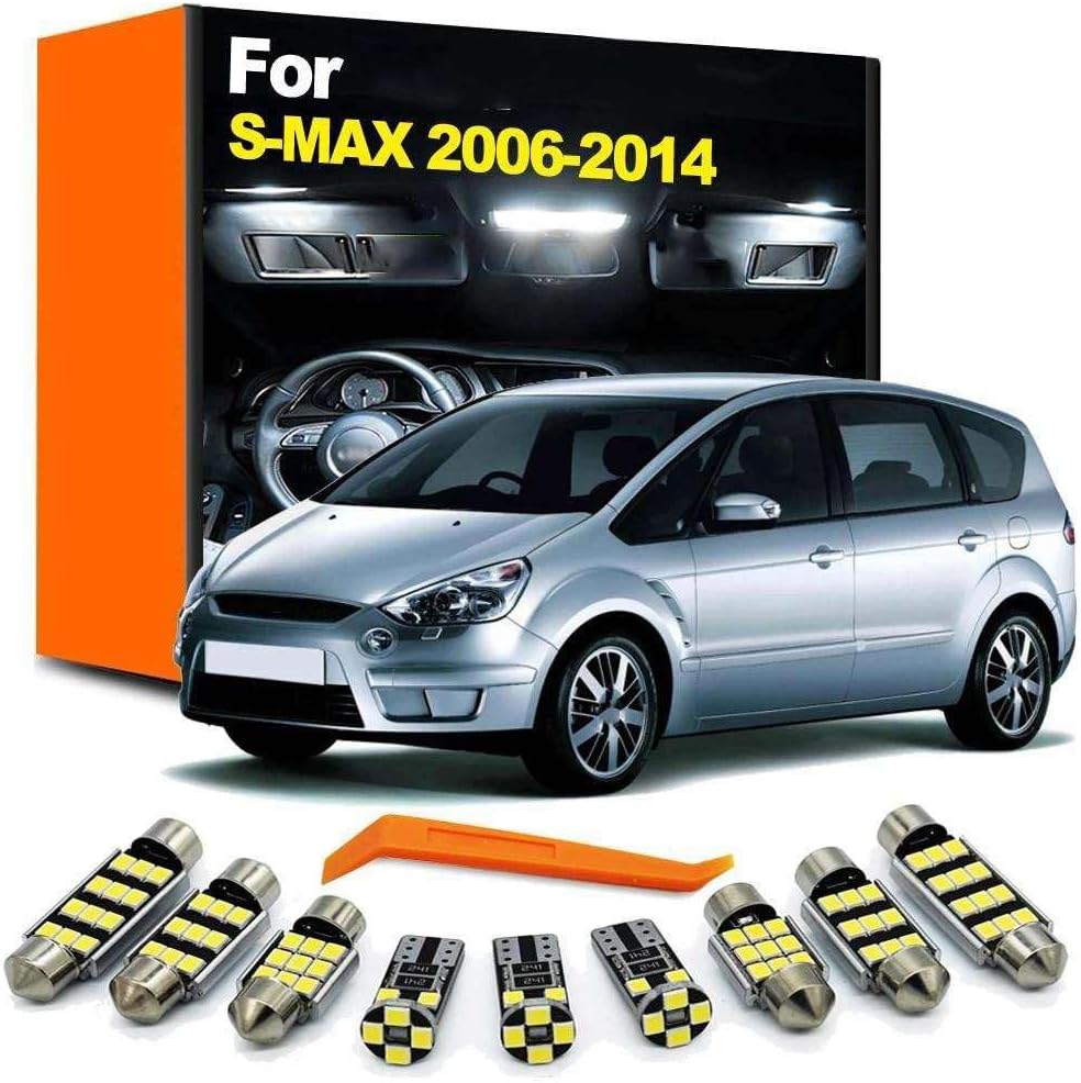 LED Interior Reading Sunvisor Luggage Light Kit, for S-MAX SMAX 2006 2007 2008 2009 2010 2011 2012 2013 2014