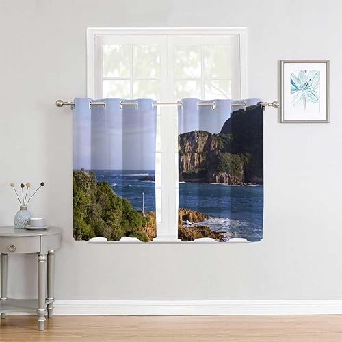 Cortinas para Cocina Beach View Coastline Door Frame Curtain Cortinas para Separar Cuartos 85Inch Width by 108Inch Length,2 Panels