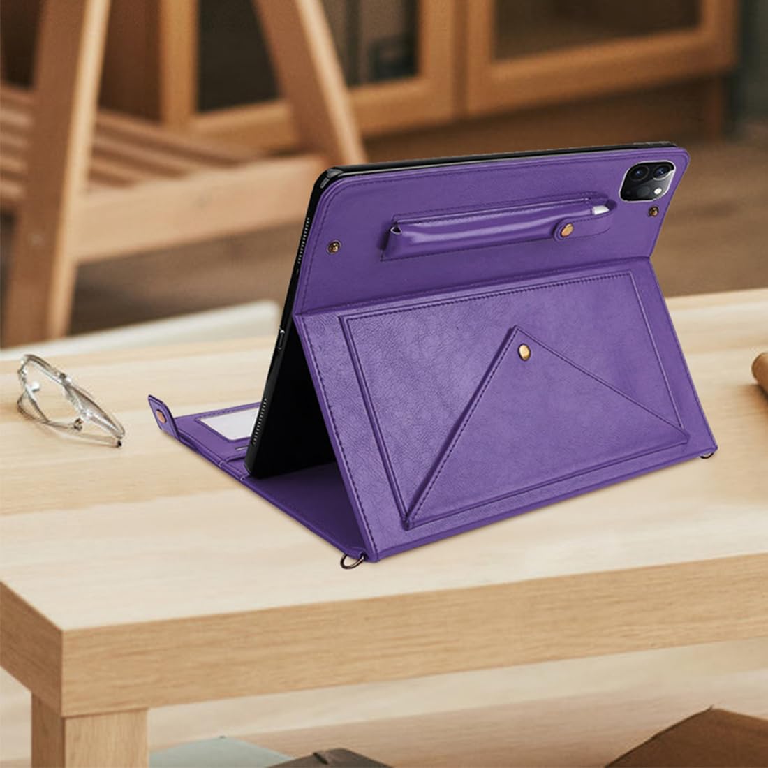 Custodia a tracolla per iPad Air 11" M3 2025/M2 2024 e iPad Air 5a/4a generazione 11"/iPad Pro 11" Custodia 4a/3a/2a/1a generazione con supporto per matite/spalla/cinghia da polso, viola