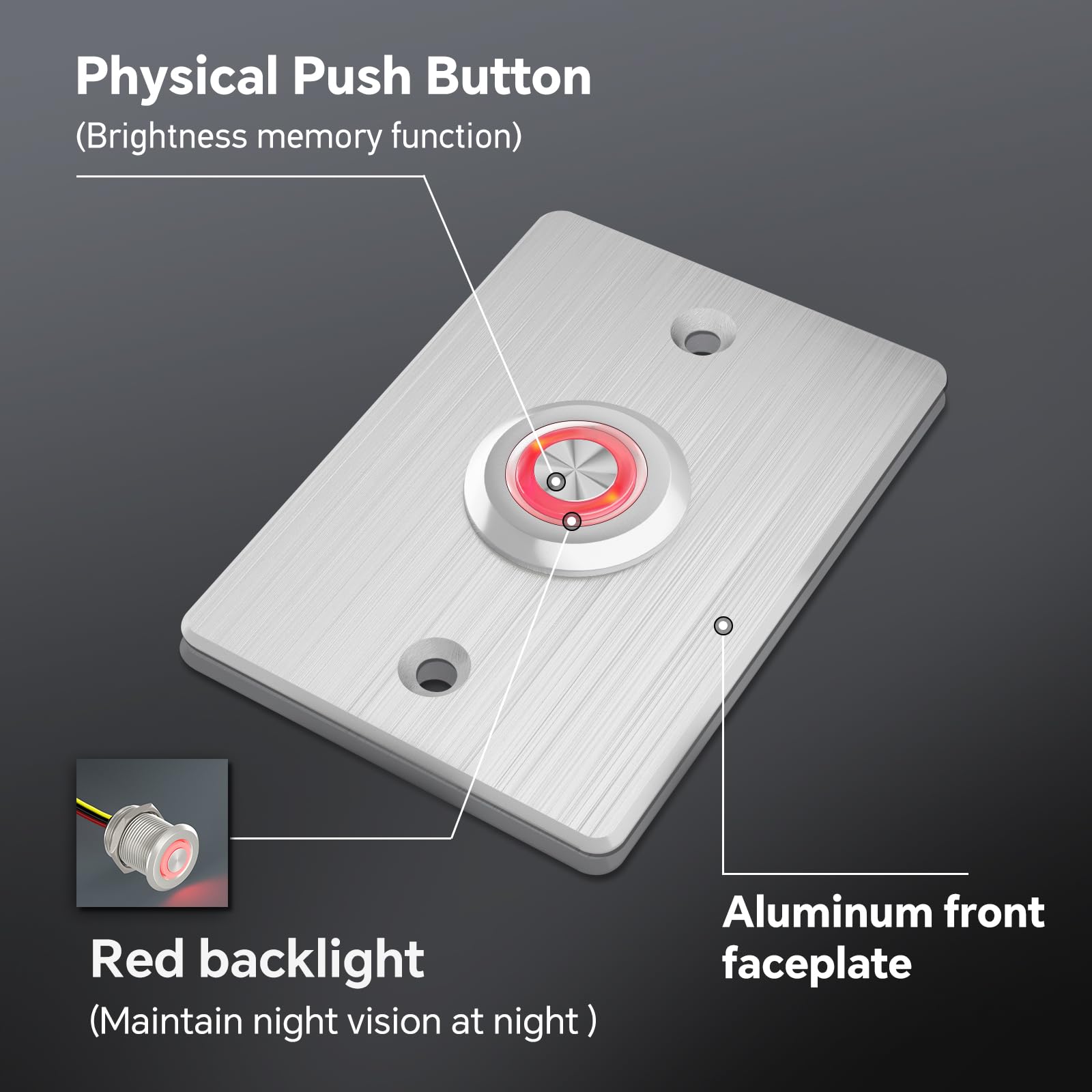 Acegoo Camper Dimmer Switch, 12V Push Button With Red Ring - View #10