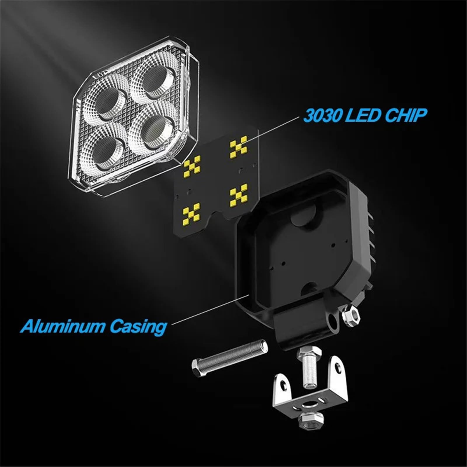 Bombilla Coche De 3 Pulgadas Y 4 LED Luz Trabajo Bombilla para coche | Reflector Rectangular Coche De 9-32V Y 18W Para Camión Barco Tractor ATV Todoterreno 4X4