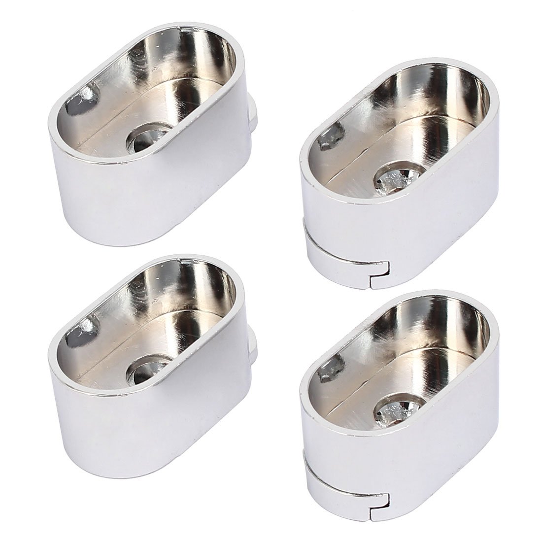 Uxcell Silver Sourcingmap Wardrobe Closet 33X19x17mm Oval Shaped Rod Rail End Flange Supports Holder 4Pcs