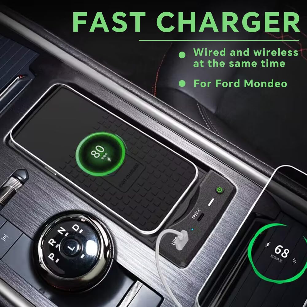 Chargement sans fil de voiture adapté for Ford Mondeo Evos 2022 – 2024, support de téléphone portable, prise de Charge rapide, accessoires d'intérieur, garniture