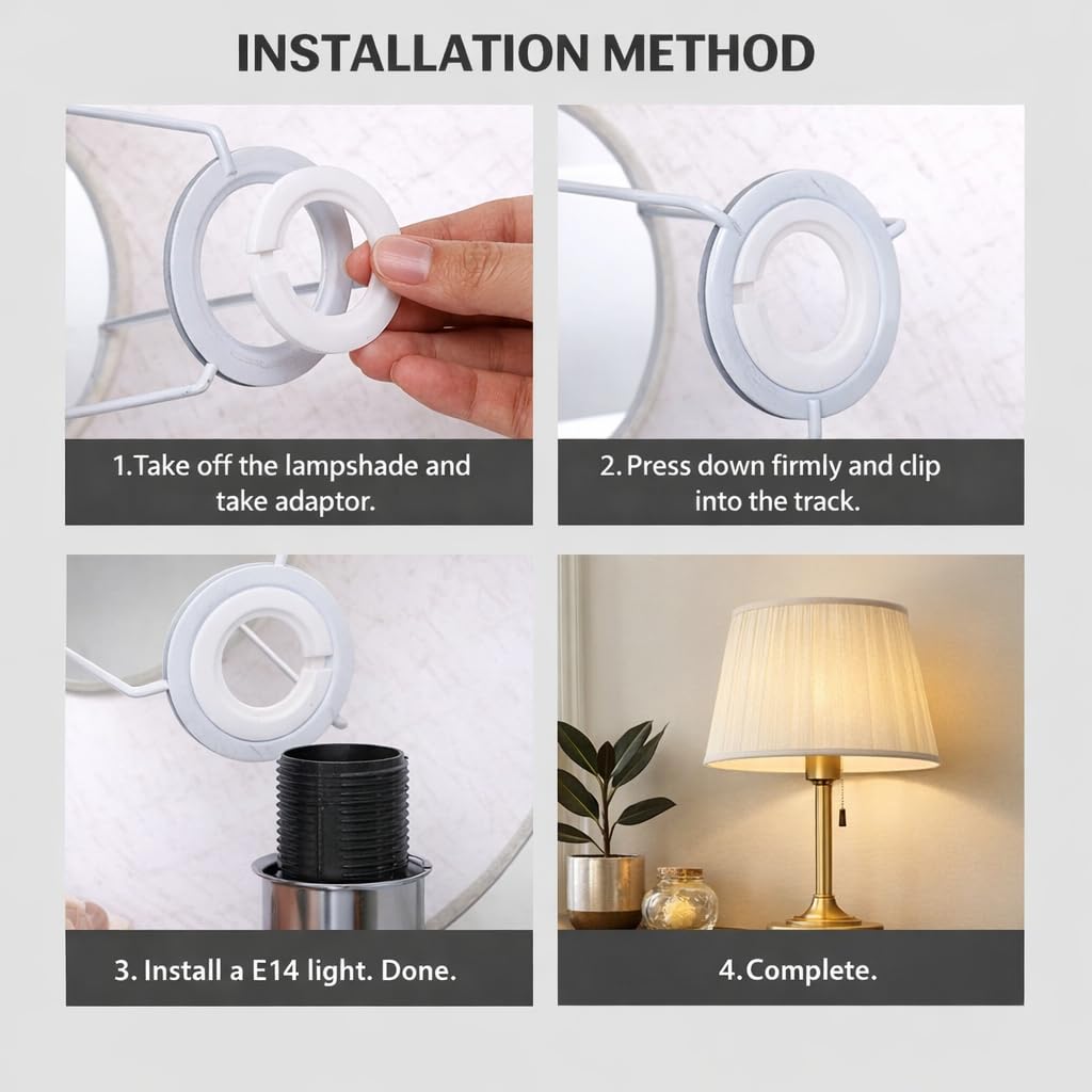 Anillos Reductores para Pantalla – Pack 5 Unidades 42 mm a 29 mm, Adaptador Pantalla Lámpara E27 a E14, Convertidor Portalámparas, Plástico Resistente Blanco, PUNTO ES LIGHTING