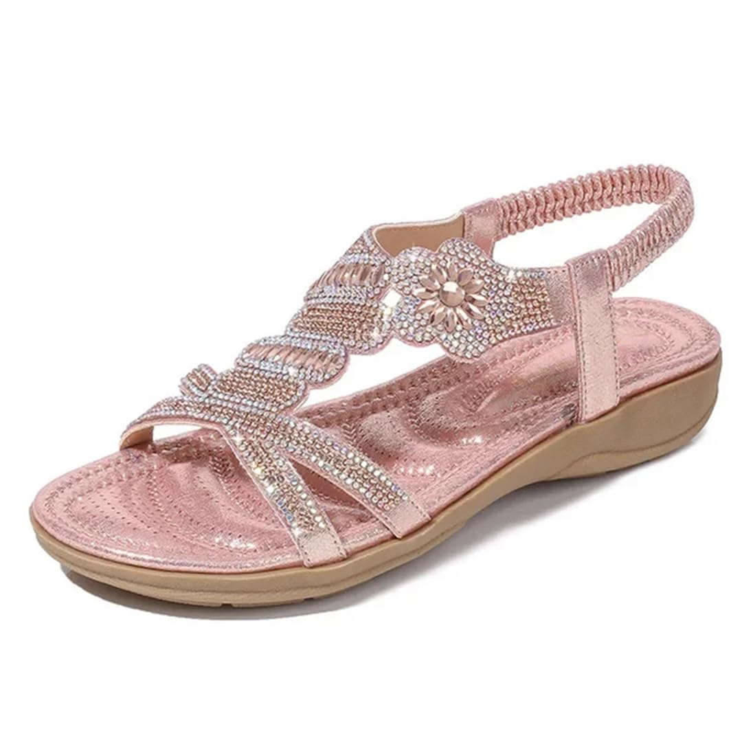 Sandalias de gladiador con banda elástica delantera y trasera para mujer, tacón plano, parte superior de poliuretano, sandalias de verano