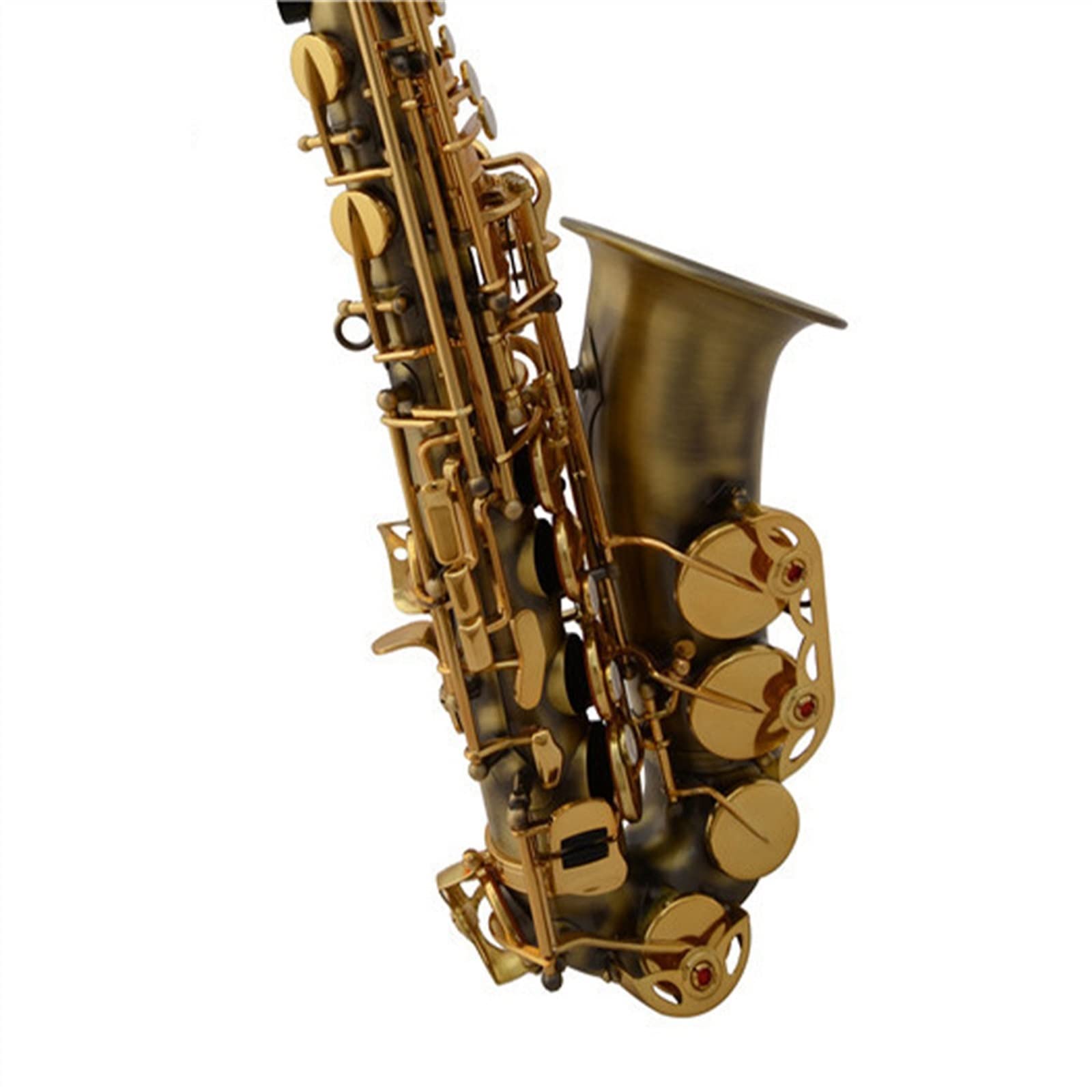 Sax Studente Sassofono Contralto Professionale con Corpo in Ottone Antico in Mi Bemolle con Chiavi Dorate
