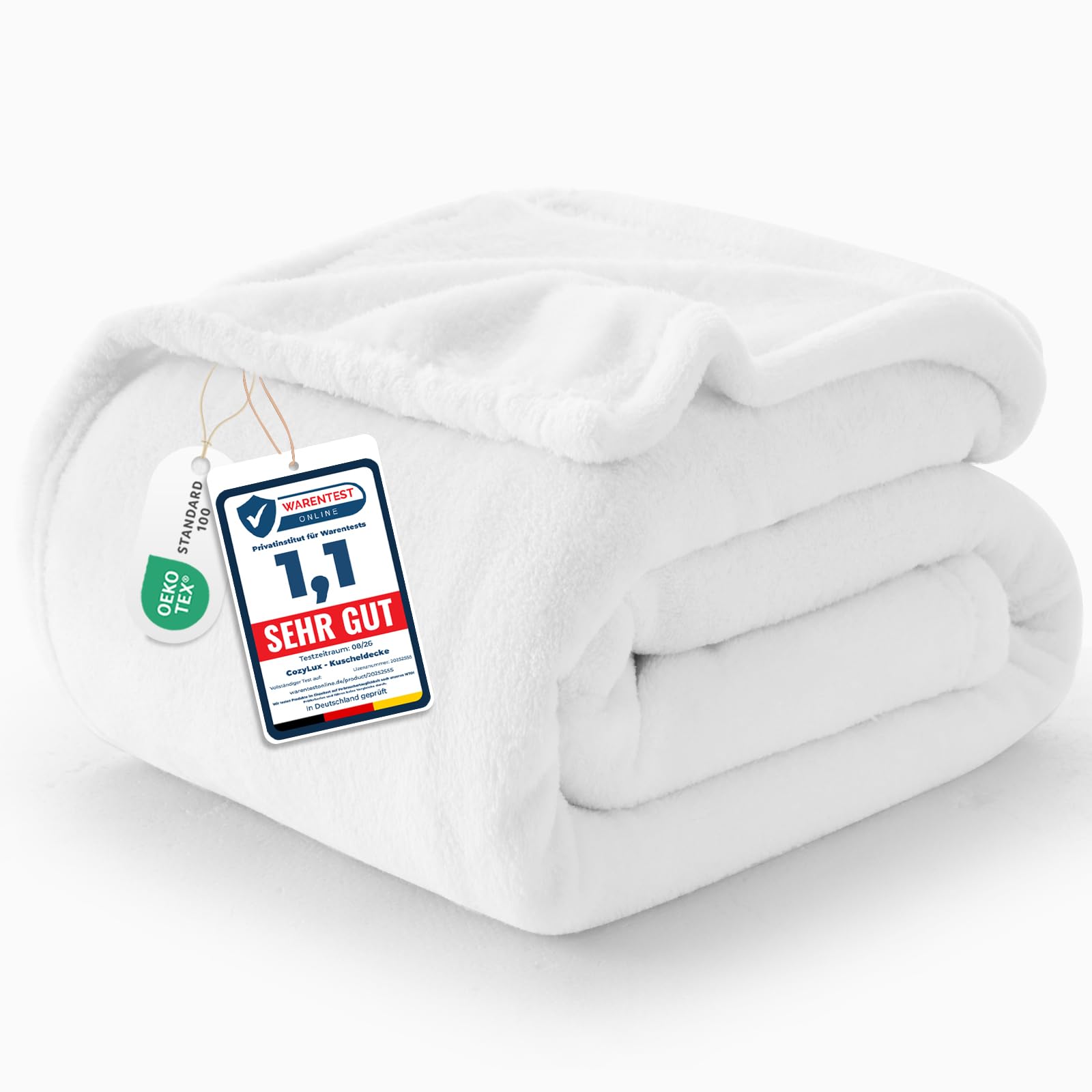 CozyLux Kuscheldecke Flauschig Decke 230x270 cm Weiß