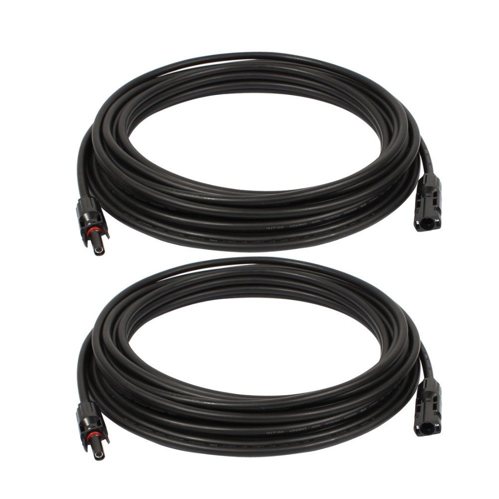 Mc4 - Juego de adaptadores para paneles solares (PV1-F, 5 m, 10 AWG, 32 A, 6 mm2, conectores macho)