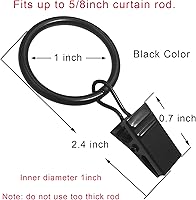 Vista 2 de Paquete de 100 anillos de cortina con clips, ganchos de anillos de clip de cortina, clips para colgar cortinas y lazos, anillo de 1 pulgada