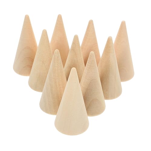 3sets Wooden Geometric Shapes Ring Display Stands Craft Adornment DIY