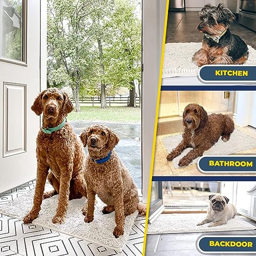 Muddy Mat® AS-SEEN-ON-TV Highly Absorbent Microfiber Door Mat and Pet Rug, Non Slip Thick Washable Area and Bath Mat Soft Chenille for Kitchen Bathroom Bedroom Indoor and Outdoor - White 24" x 72"
