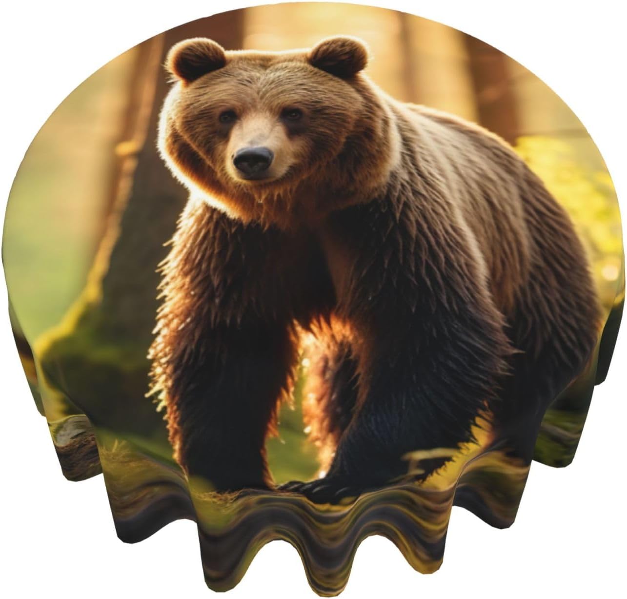 Bear Wallpapers1 Print Wrinkle Free Dining Table Cover for Birthday Party Farmhouse Tablecloths Up to 60 x 60 Inches