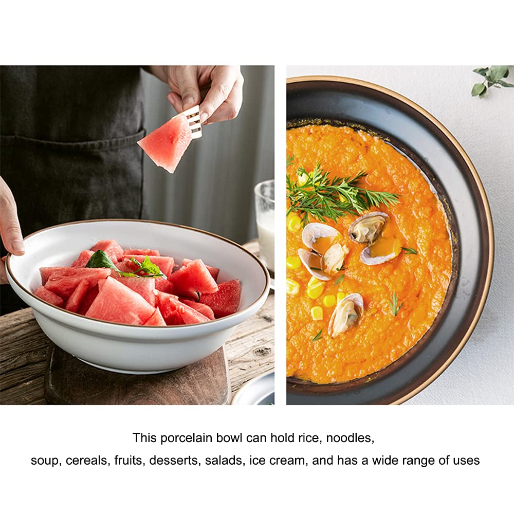 Tazón de cerámica de Gran tamaño, tazón de Sopa Grande, Ensalada, tazón de Sopa, tazón de Fruta, tazón de Sopa Creativo,Negro