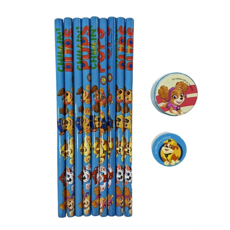 Image of Paw Patrol 11 pcs Stationery Set Pencils, Eraser, Sharpener | Study Kit for Boys & Girls | School Gift Set | Return Gift