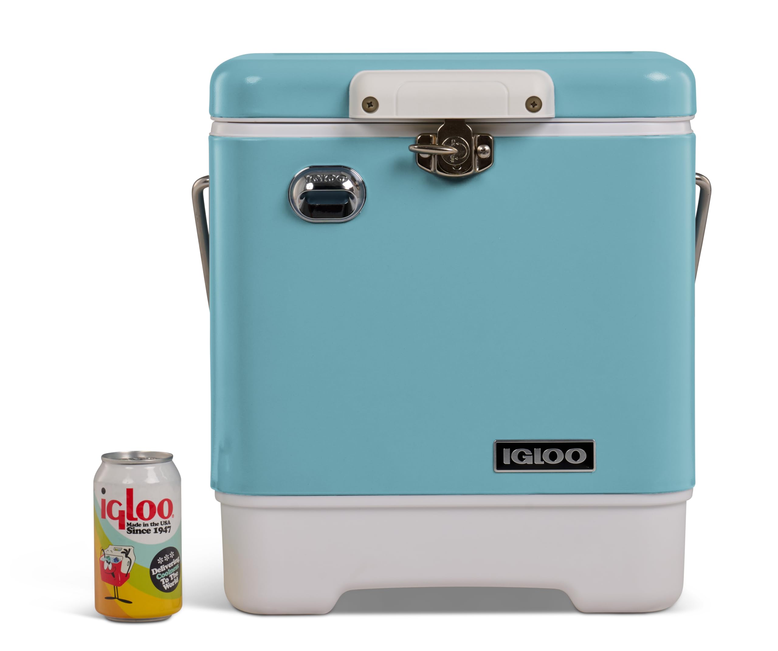 IGLOO Legacy 20 Lodówka Turystyczna ze Stali Nierdzewnej 19L (Miętowa) – solidna premium chłodziarka z wbudowanym otwieraczem – trwała izolacja na kemping, plażę & ogród