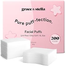 grace & stella Face Pads for Toner Essence, and DIY Mask 200 Count - Soft, Lint-Free Makeup Remover Pads - Durable Facial Pad for Skincare - Vegan, Cruelty-Free
