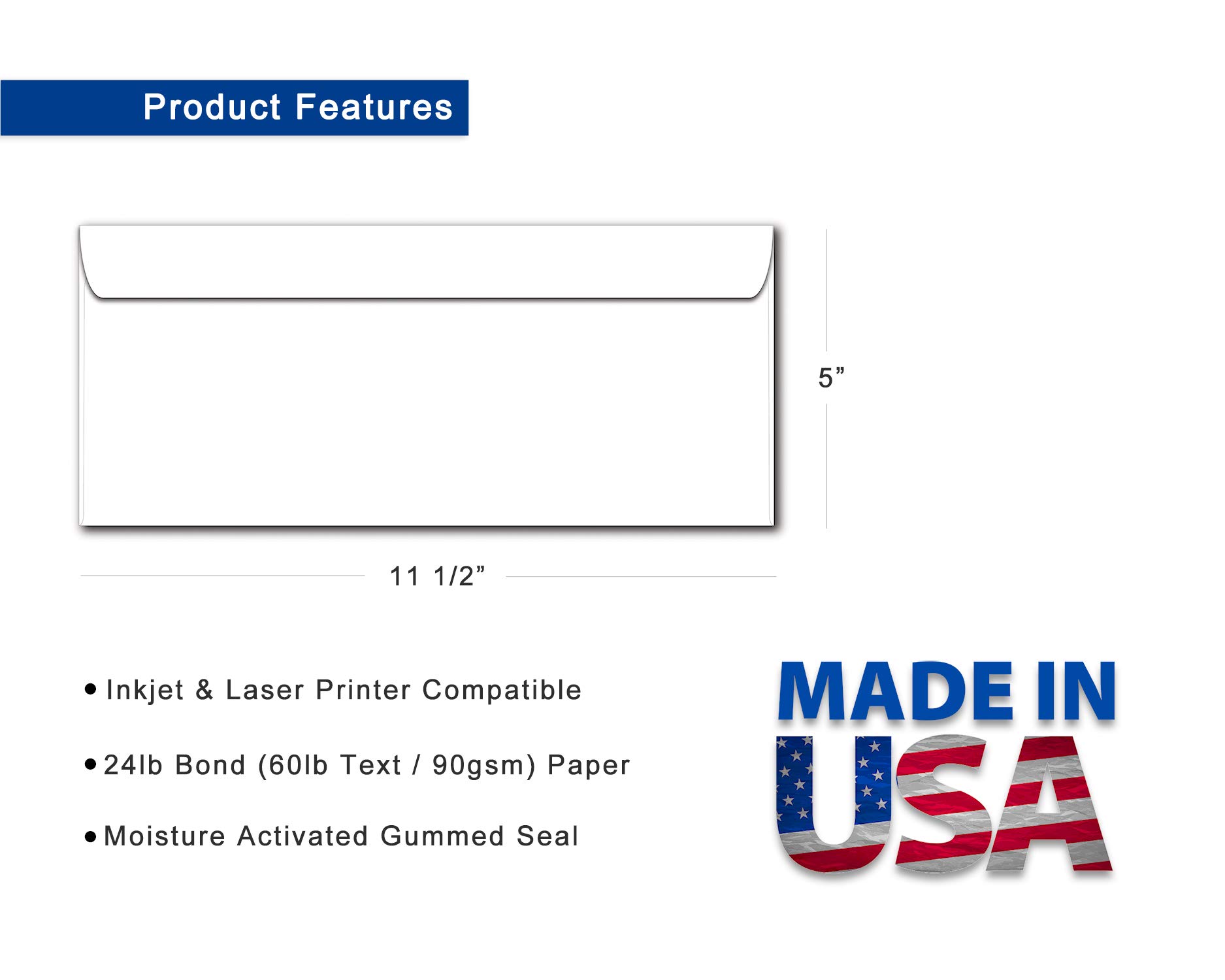 Sobres de negocios #14 tamaño (5" x 11-1/2") – 24 lb Bono