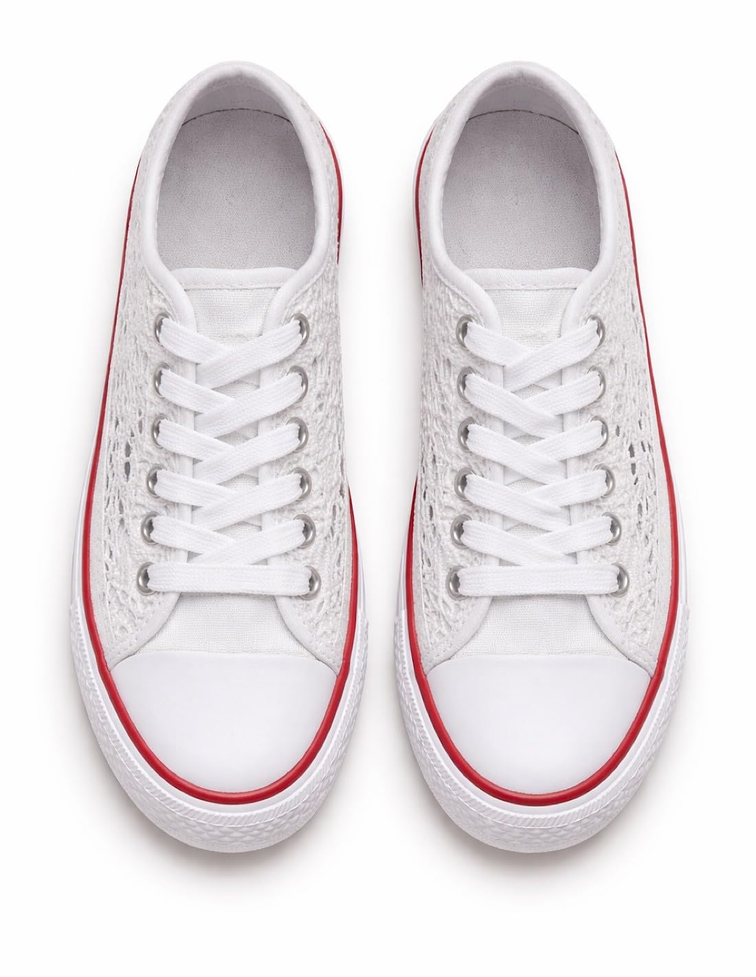 Basket femme dentelle blanche, noire ou bleu marine – Sneakers basses confortables et respirantes – Chaussures été