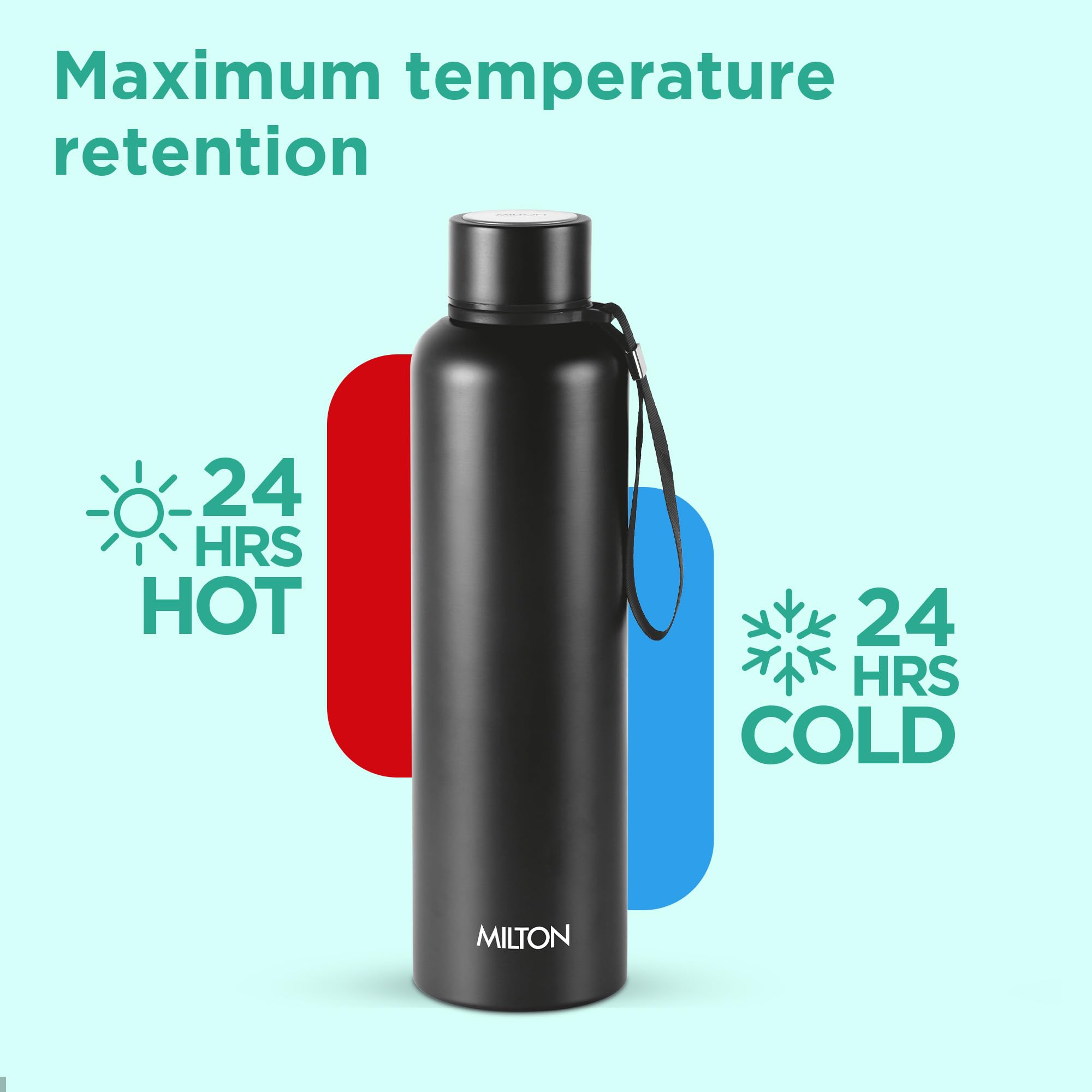 MILTON 1050ml Vakuumisolierte Wasserflasche, hält Getränke 24 Stunden heiß und kalt, 18/8 Edelstahl, doppelwandige Thermoskanne mit innerer Kupferbeschichtung für Sport, Fitnessstudio, Büro, Aura