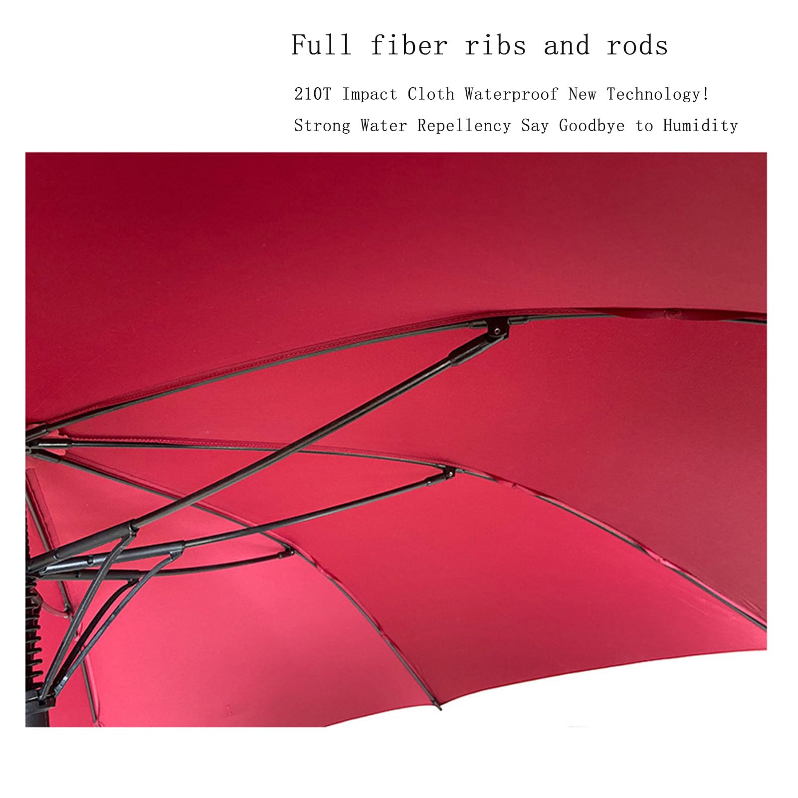 Kolorowy parasol golfowy z długim uchwytem, ​​parasol z prostym uchwytem z pełnym włóknem, przenośny duży podwójny parasol (wine red)