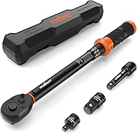 HORUSDY 3/8" 5PCS Torque Wrench Set 5-45 ft-lb (6.8-61 Nm) ±3% Accuracy with Adapters, Extension & Case for Bike Car Motorcycle Repair