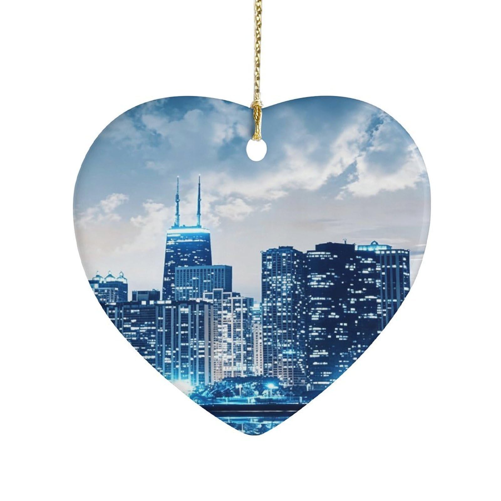 Fekiloot Style Chicago Skyline Ceramic Ornament Home Decor Keepsake