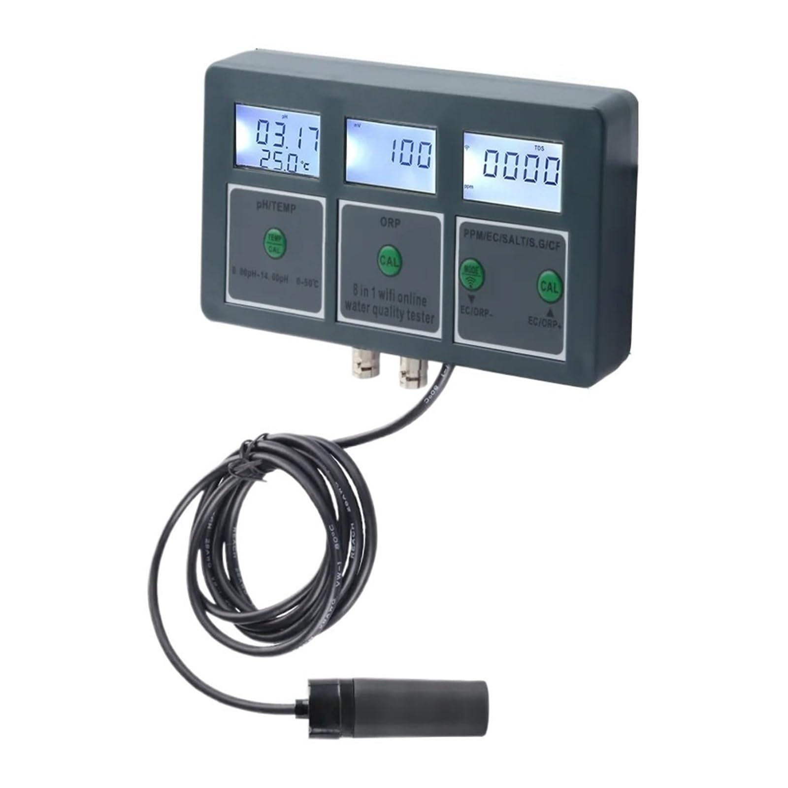 8 W 1 WiFi Tuya Tester Jakości Wody Akwarium Inteligentny Miernik PH ORP/TDS/EC/SALT/TEMP Monitor Do Pitnej Basen Szeroki Zakres Liczbowy