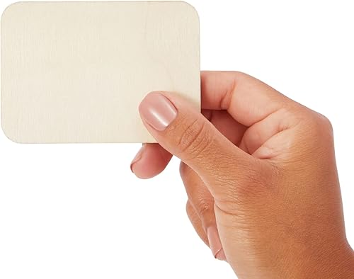 Miniatura 6 de Bright Creations Paquete de 36 rectángulos de madera sin terminar para manualidades, recortes de madera de 2.5 x 3.5 con esquinas redondeadas para