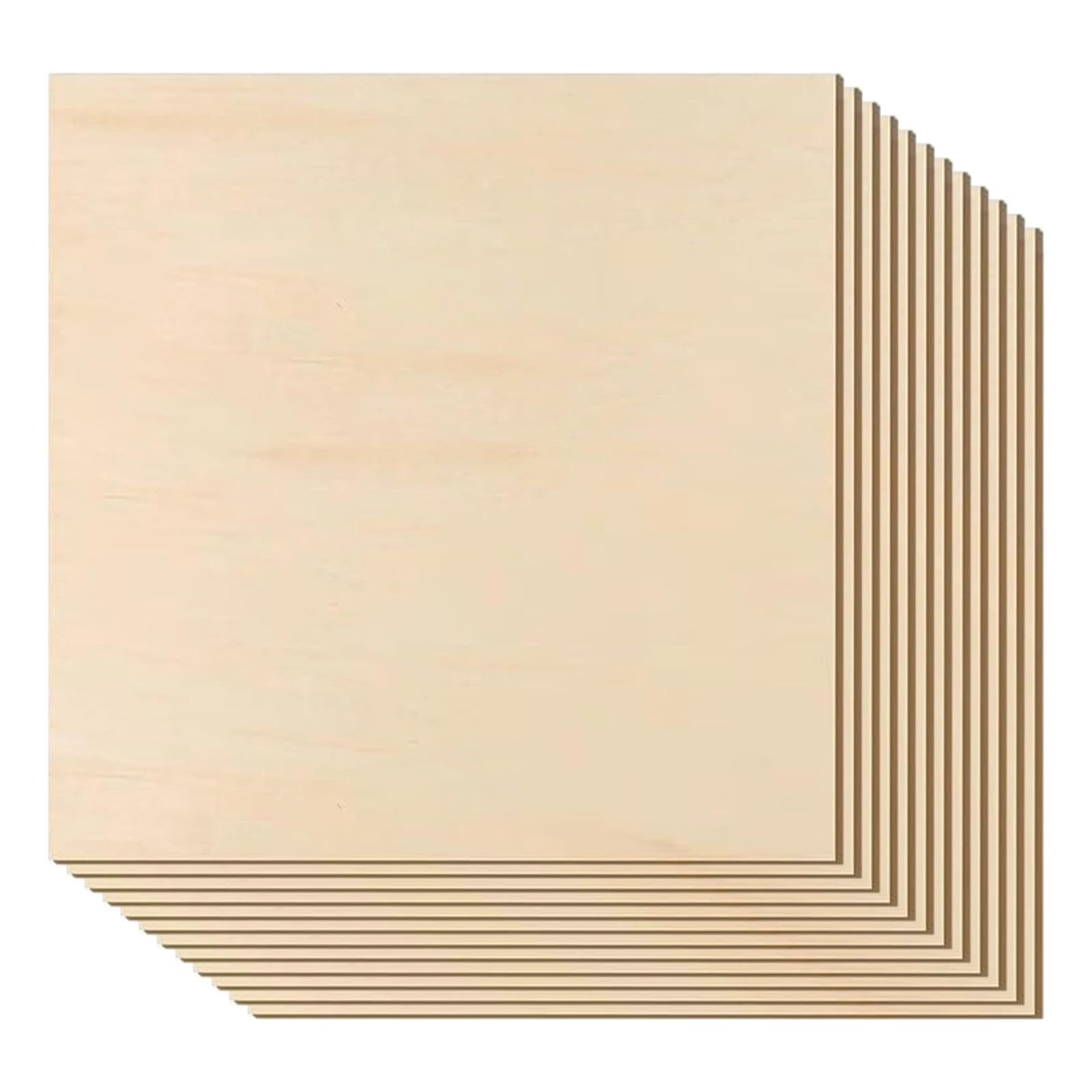 12 Piezas Hojas de Madera Natural Tablas de Contrachapado para Tallar y Pintar Corte Preciso Superficie Lijada Adecuado para Arquitectura Miniatura y, 12 Piezas, 3mm