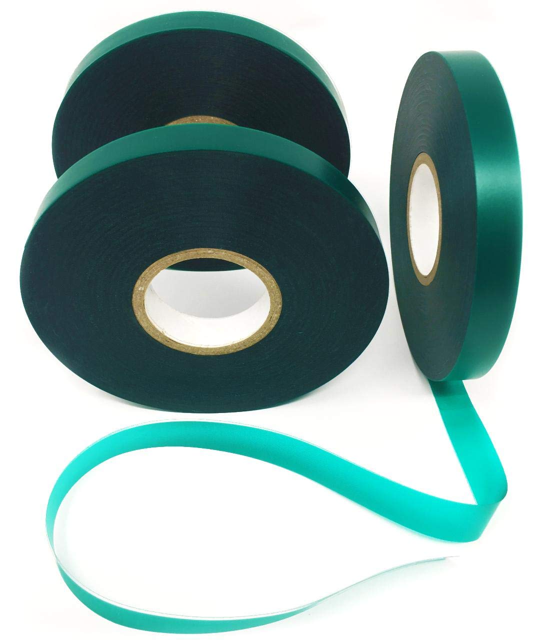 ILUVUMOREI 3 Rolls Stretchy Tie Tape, 1/2" 150ft Garden Tie Tape, Thick Sturdy Plant Ribbon Garden Green Vinyl Stake Gardening Tools for Indoor