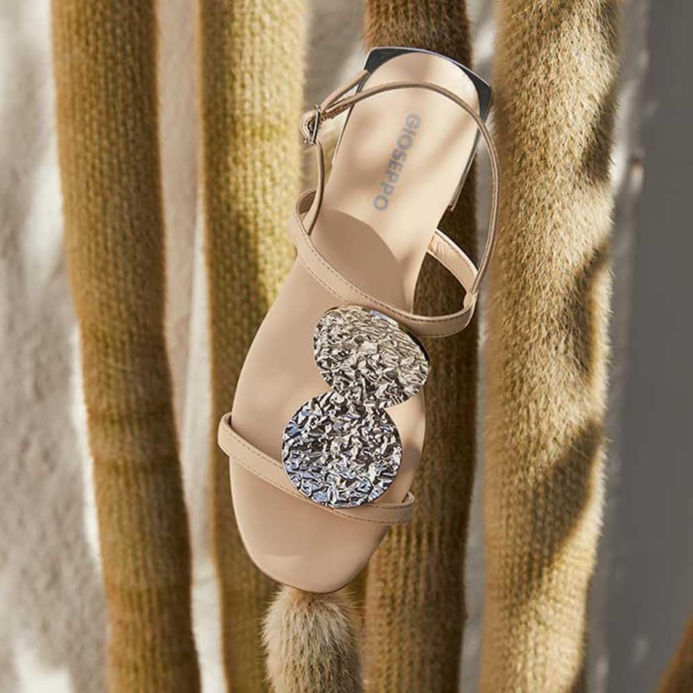 Sandali in Pelle off White con Finiture Metalliche da Donna VENDRES