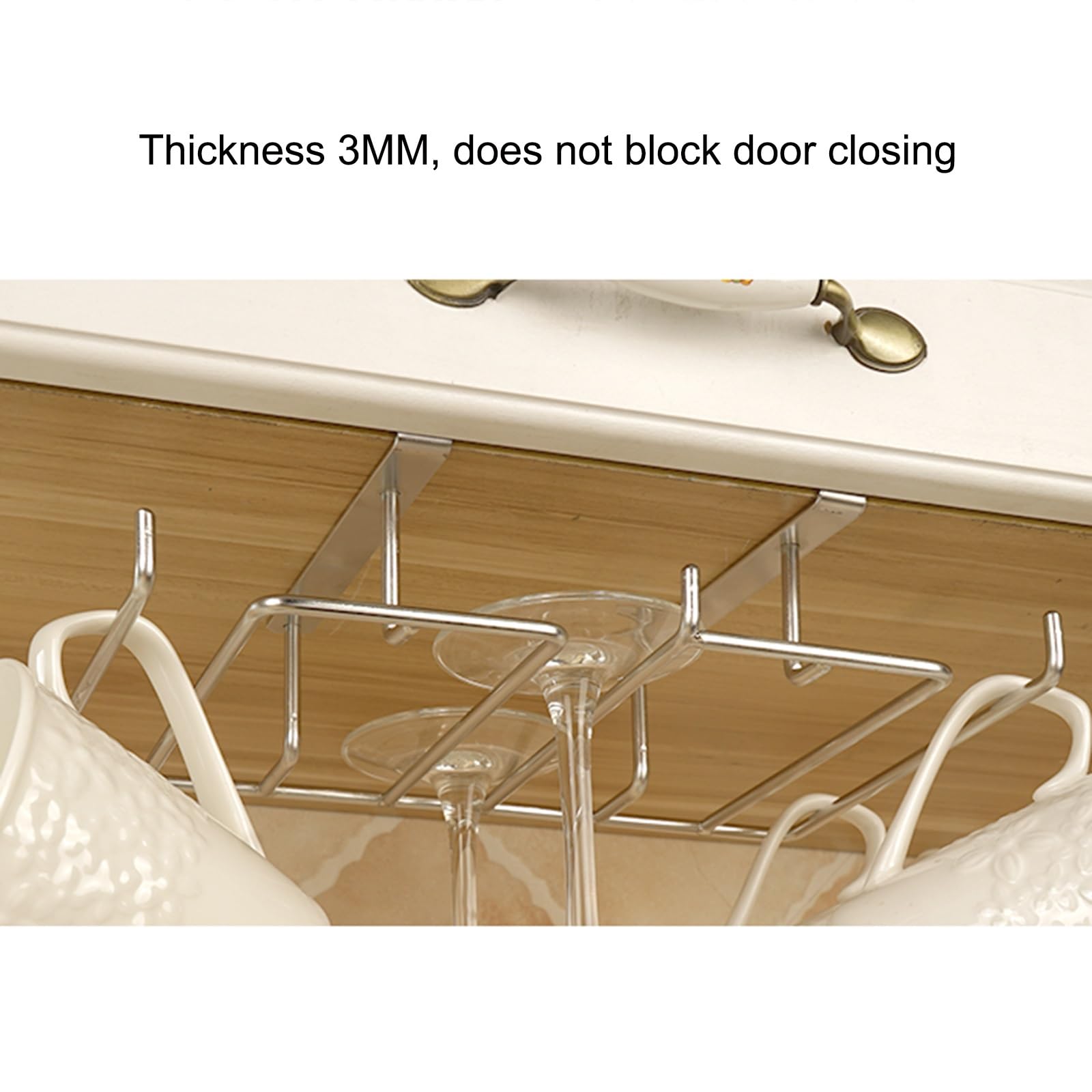 Soporte para Copas de Vino bajo el Armario - Soporte metálico Colgante para Copas, Ideal para decoración del hogar y Almacenamiento en la Cocina - Elegante Colgador de co