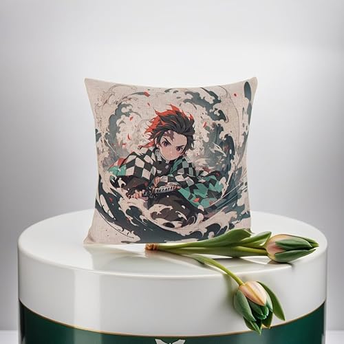 Miniatura 2 de iirukaa Demon Slaye Anime Kimetsu no Yaiba Cotton and Linen Pillowcase