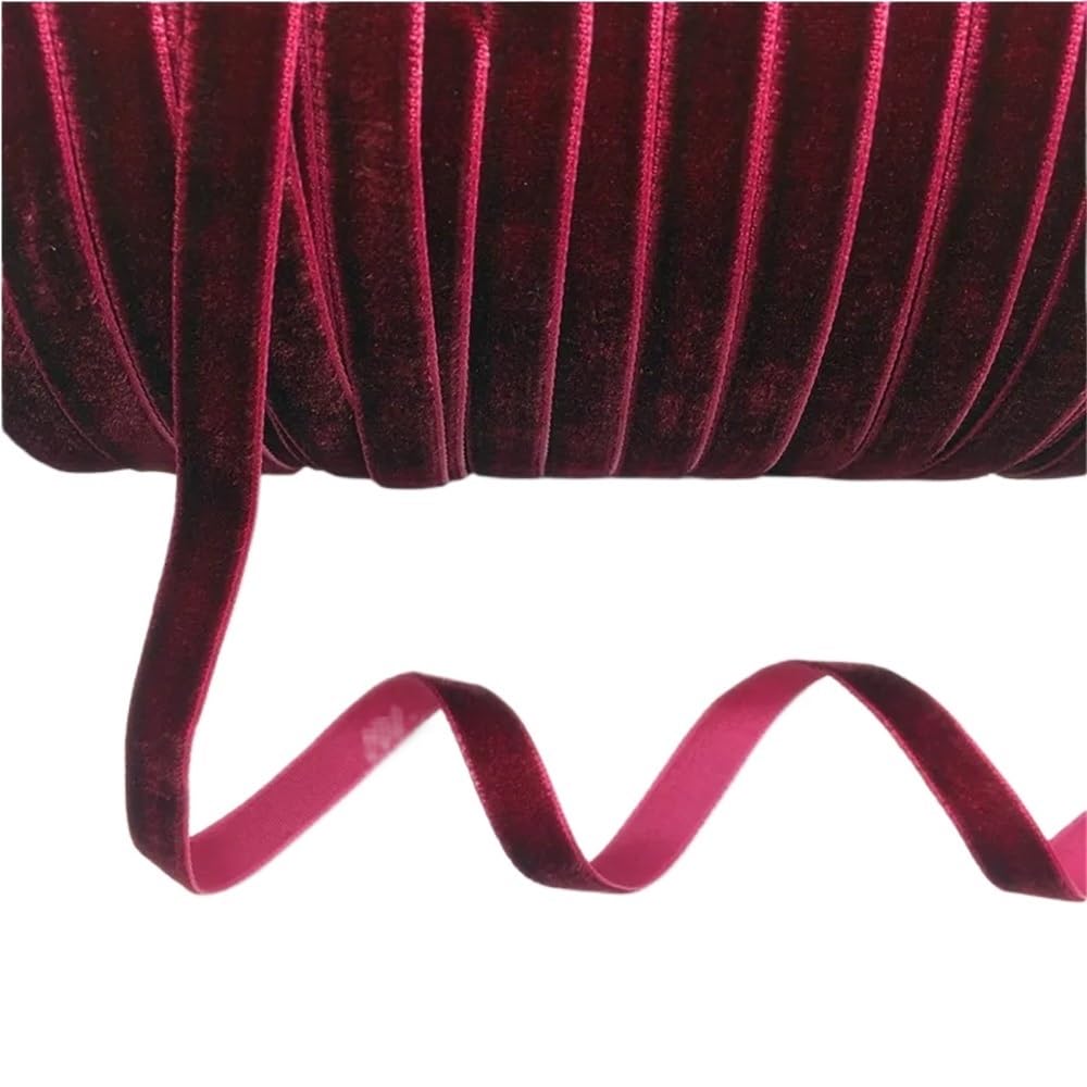 WEITINGKKK Ribbons for Gift Wrapping, Home Decor Velvet Ribbon 5 Yards 10mm Multicolor 1 Roll(Wine Red)