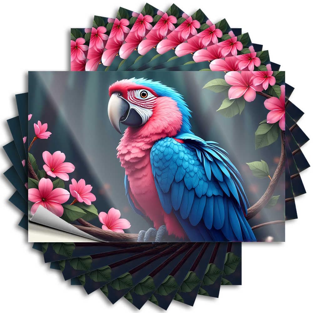 Stuff for Men, Sticker Dart Bumper Colorful Parrot in A Blooming Garden | Good Waterproof Vinyl Stickers(8X12CM)