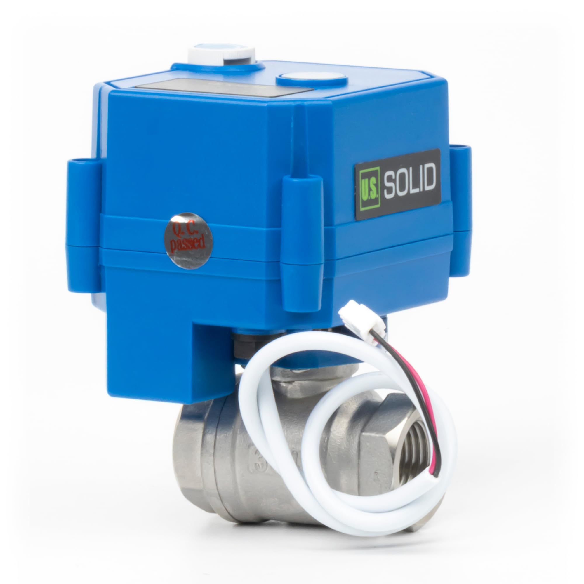U.S. Solid Robinet à boisseau sphérique moteur avec fonction manuelle – Acier inoxydable 1/2", passage complet, 85-265 V AC, retour automatique à 2 fils, fermé sans courant