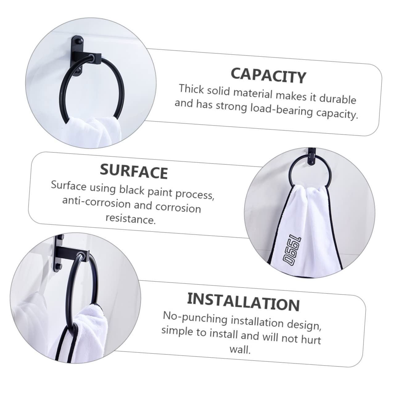 Uonlytech 2 Pezzi Portasciugamani in Alluminio Elegante Per Bagno Liscio Senza Fori Salva Spazio