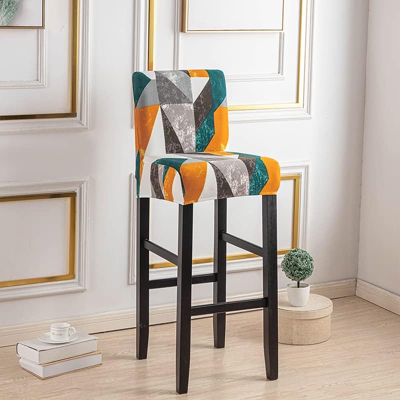 Miniatura 6 de GOSTADY Juego de 4 fundas elásticas para taburetes para silla de bar, funda para silla de pub, extraíble, lavable, impresa, altura de mostrador,
