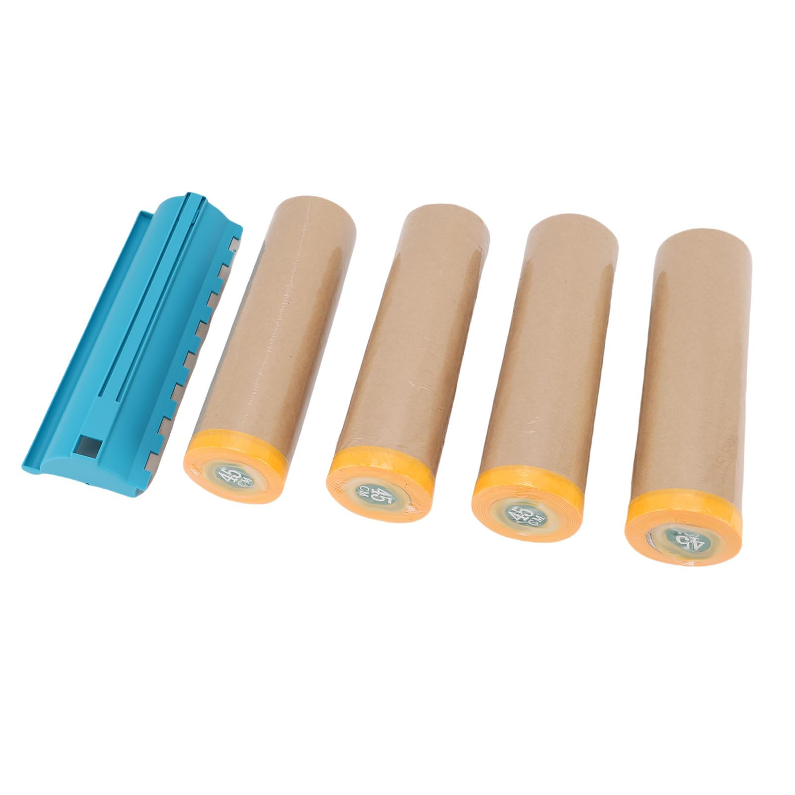 Acouto 4 Rotoli di Mascheratura Pre-nastrati con Dispenser 18 Pollici 80 Piedi Rotolo Adesivo Protettivo per Vernice per Coprire Battiscopa Telai Auto Carta per Mascheratura Carrozzeria Auto Carta