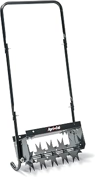 Agri-Fab 45-0365 Push Spike Aerator, 16 Inch Walk Behind Lawn Aerator with 5 Aerating Spikes and 7-Inch Spikes, Steel Weight Tray, 2-1/2 Inches Aeration Depth, for Lawn Care Maintenance
