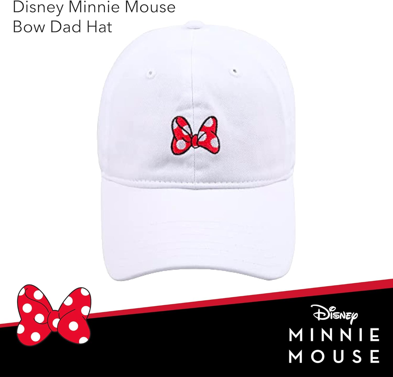 Disney Minnie Mouse Dad Hat, Cotton Adjustable Baseball Cap with Curved Brim - Image 2