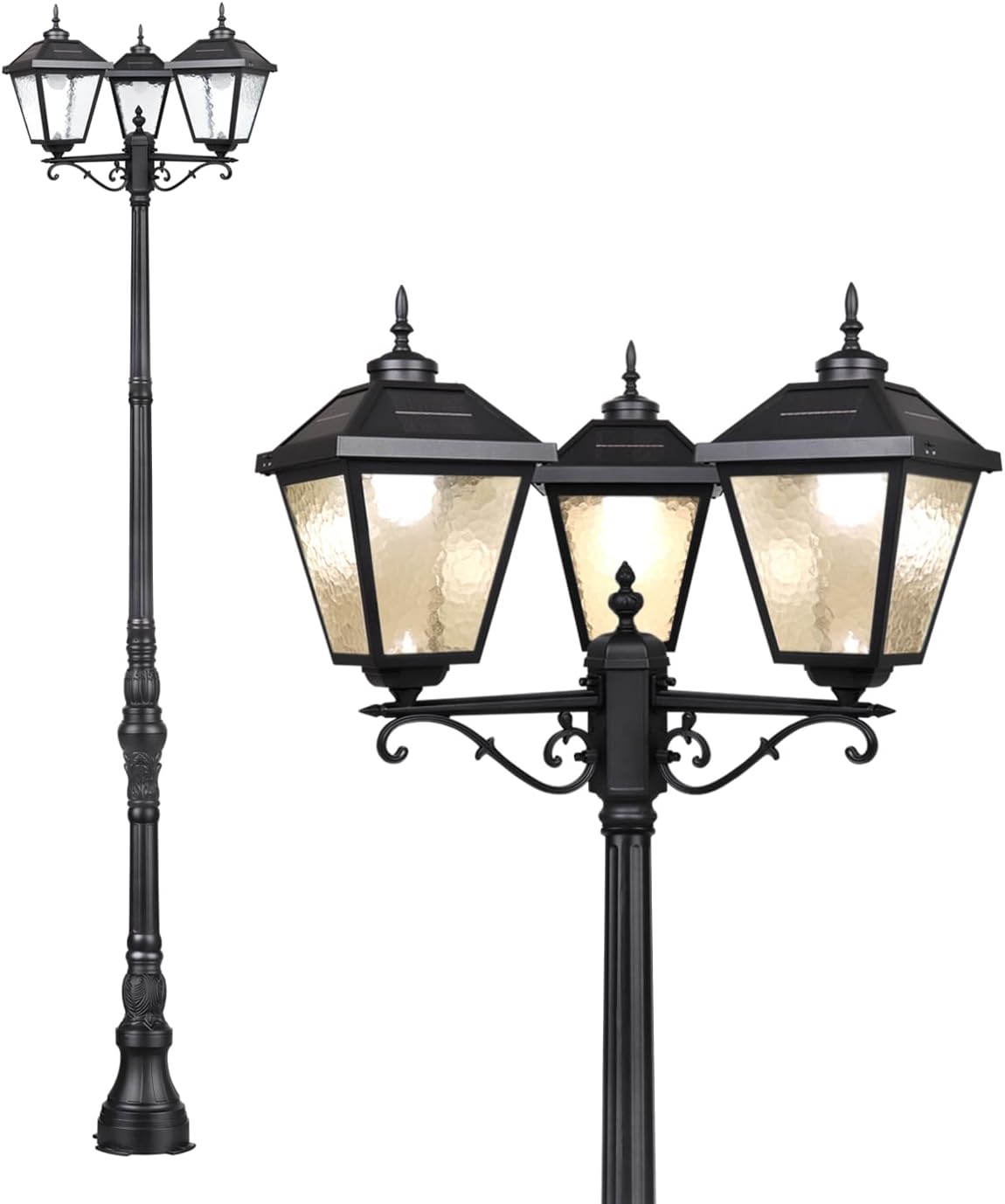 Kemeco Solar Post Light Outdoor, ST4331Q-A Vintage Dusk to Dawn Bright Colored LED Waterproof 3-Inch Aluminum Solar Powered Lamp for Pole Pillar Yard Gates Pathway (Lamp)