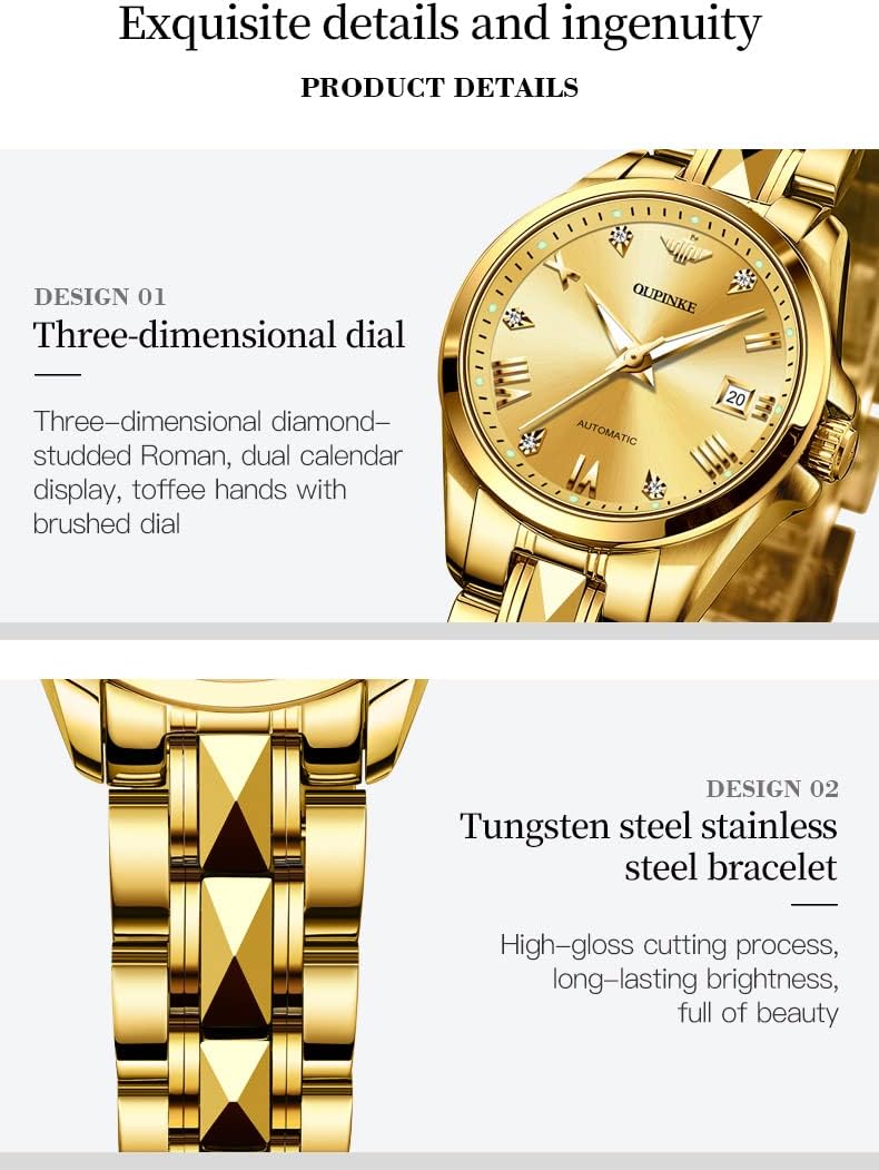 OLEVS Watches for Women Rose Gold Two Tone Fashion White Ceramic Ladies Wrist Watches Pink/Red Dial Stainless Steel Waterproof Date - Image 6