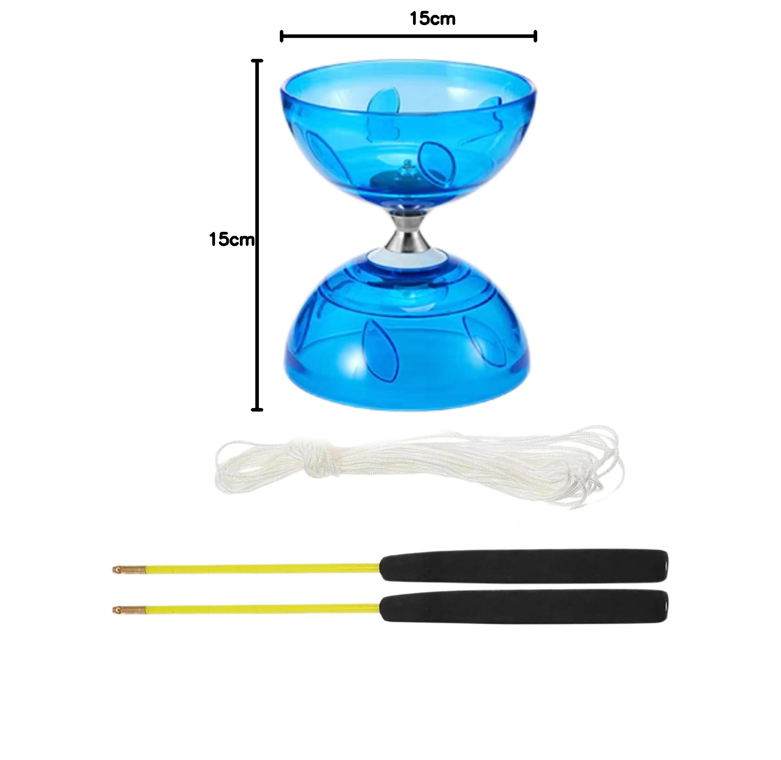 Diábolo con rodamientos de Bolas, Juego de malabarismo con Palos de diábolo, para Deportes de Ocio, Ideal para Deportes al Aire Libre (Azul)