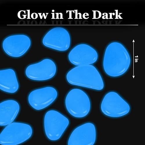 Miniatura 3 de Oubest Piedras brillantes que brillan en la oscuridad, piedras brillantes de larga duración para decoración de jardín, pecera, acuario, decoración