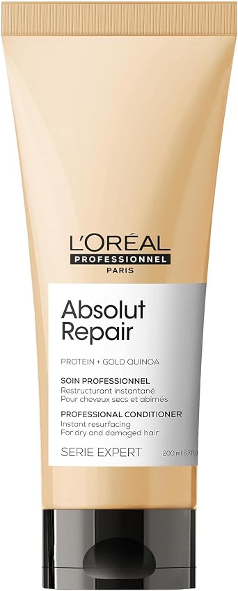 L Or al Professionnel Conditioner, With Protein And Gold Quinoa for Dry And Damaged Hair, Serie Expert Absolut Repair