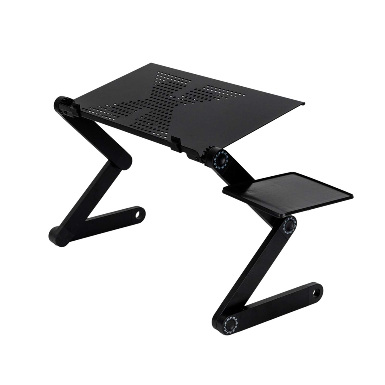 Folding Laptop Bed Tray Table, 48 x 26cm Portable Home Use Assembled Folding Bed Table, Adustable Desk Activity Tray (Black with Mouse Tray)