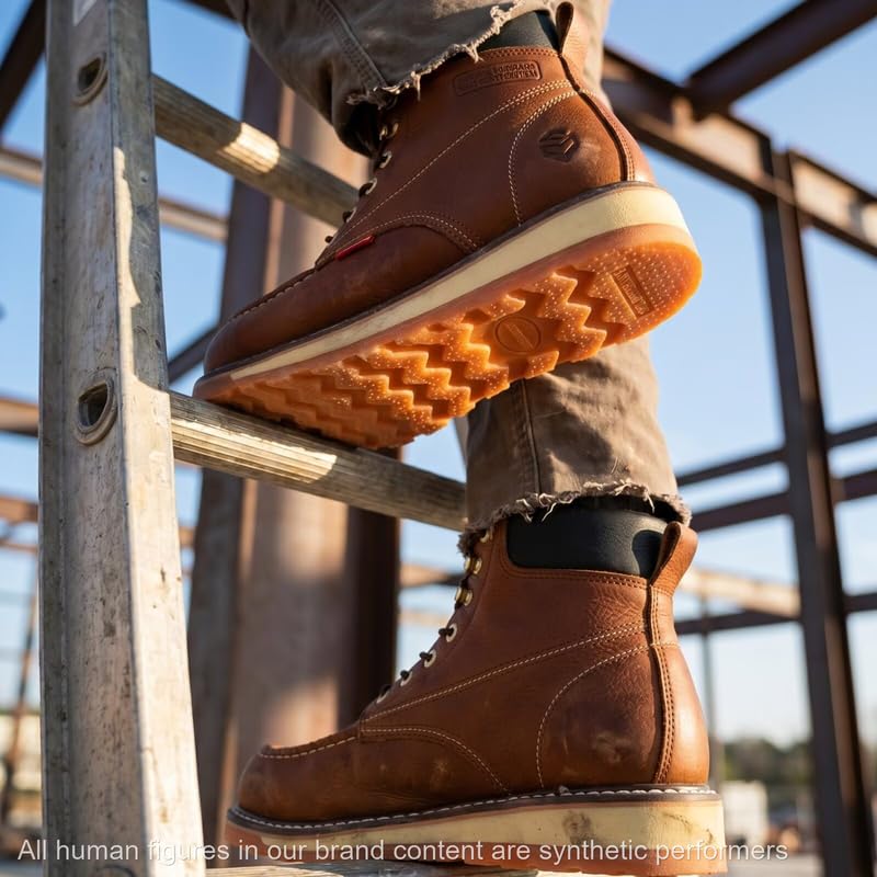 Image of SUREWAY Mens Heavy Duty Soft /Composite /Steel Toe Work Boots for Men-Comfortable,GoodyearWelt,Full Grain Leather,6 in Wedge Moc Toe Construction Boots /Shoes