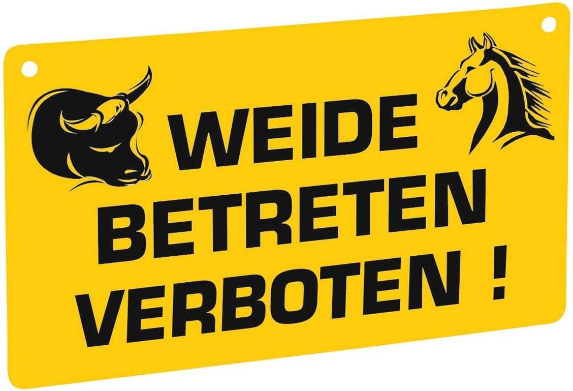 Kerbl Warnschild – Warnschild – einseitig bedruckt Weide betreten verboten, 20 cm x 12 cm, gelb