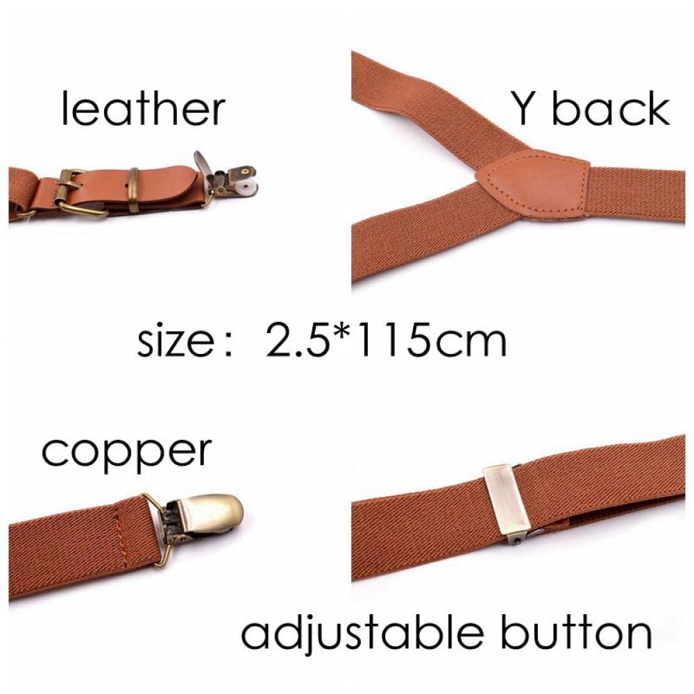 Szelki męskie, Szelki męskie z szelkami, Szelki do krawata dla mężczyzn Vintage Brown Bowtie Braces Y Back Patch Leather Szelki Ślubne Imprezy